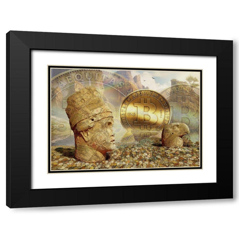 Bitcoin New Age III Black Modern Wood Framed Art Print with Double Matting by Hunziker, Steve