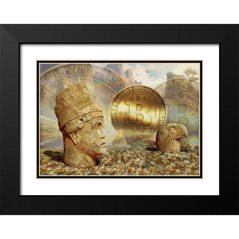 Bitcoin New Age III Black Modern Wood Framed Art Print with Double Matting by Hunziker, Steve