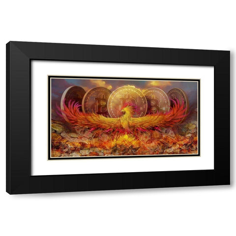 Bitcoin New Age IV Black Modern Wood Framed Art Print with Double Matting by Hunziker, Steve