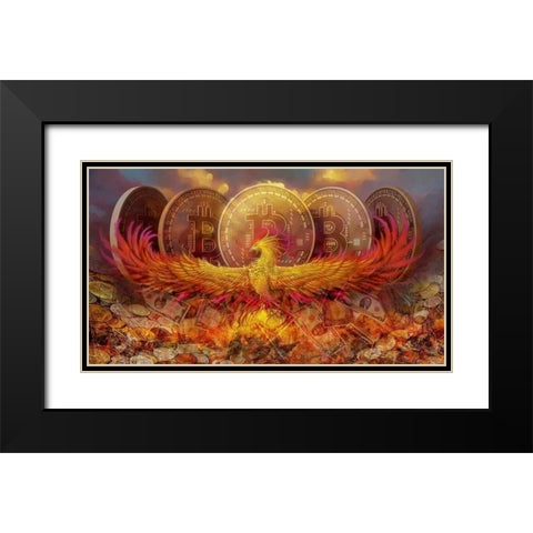 Bitcoin New Age IV Black Modern Wood Framed Art Print with Double Matting by Hunziker, Steve