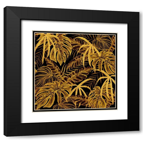 Golden Jungle I Black Modern Wood Framed Art Print with Double Matting by Surma, Agata