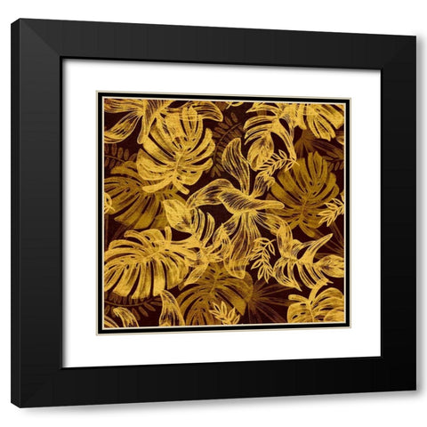 Golden Jungle II Black Modern Wood Framed Art Print with Double Matting by Surma, Agata