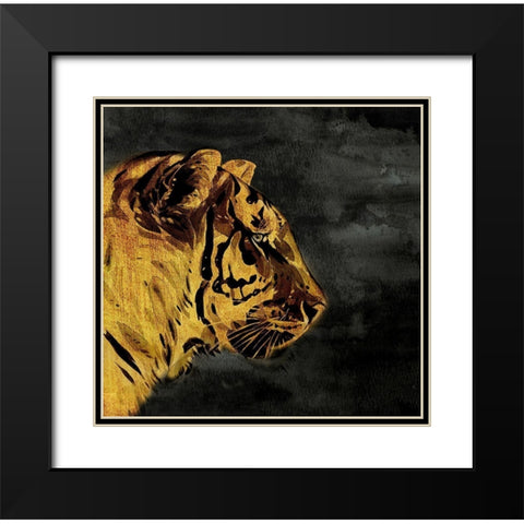 Wild Tiger Black Modern Wood Framed Art Print with Double Matting by Surma, Agata