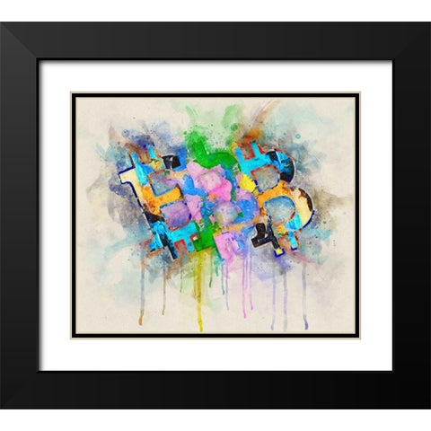Bitcoin Abstract Black Modern Wood Framed Art Print with Double Matting by Surma, Agata