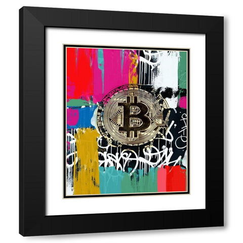 Crypto Currency Bitcoin Graffiti I Black Modern Wood Framed Art Print with Double Matting by Orlov, Irena