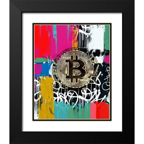 Crypto Currency Bitcoin Graffiti I Black Modern Wood Framed Art Print with Double Matting by Orlov, Irena