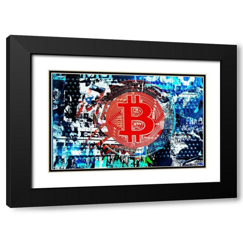Crypto Currency Bitcoin Graffiti IV Black Modern Wood Framed Art Print with Double Matting by Orlov, Irena
