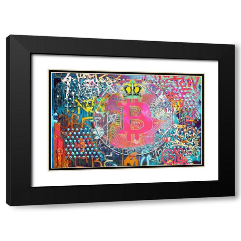 Bitcoin Graffiti Art VIII Black Modern Wood Framed Art Print with Double Matting by Orlov, Irena