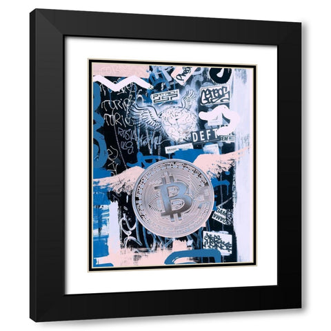 Bitcoin Street Art I Black Modern Wood Framed Art Print with Double Matting by Orlov, Irena