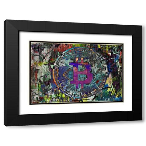 Bitcoin Coin Art I Black Modern Wood Framed Art Print with Double Matting by Orlov, Irena