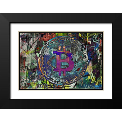 Bitcoin Coin Art I Black Modern Wood Framed Art Print with Double Matting by Orlov, Irena