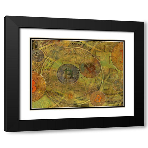 Grunge Bitcoin II Black Modern Wood Framed Art Print with Double Matting by Hunziker, Steve