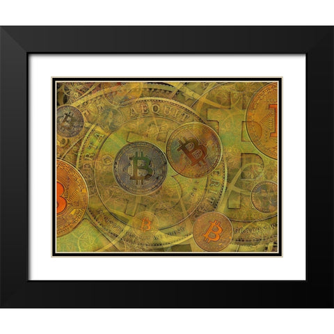 Grunge Bitcoin II Black Modern Wood Framed Art Print with Double Matting by Hunziker, Steve