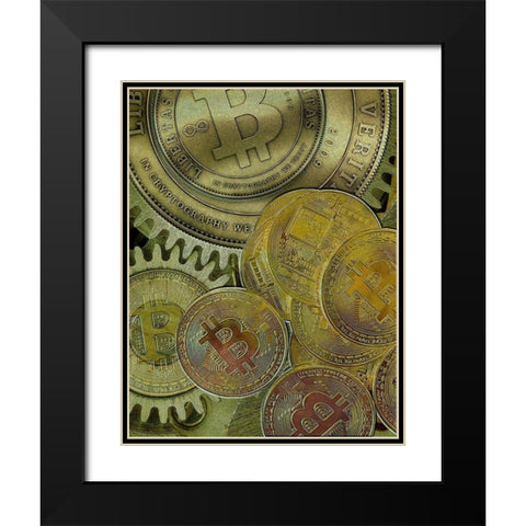 Grunge Bitcoin III Black Modern Wood Framed Art Print with Double Matting by Hunziker, Steve