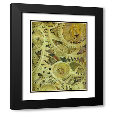 Grunge Bitcoin V Black Modern Wood Framed Art Print with Double Matting by Hunziker, Steve