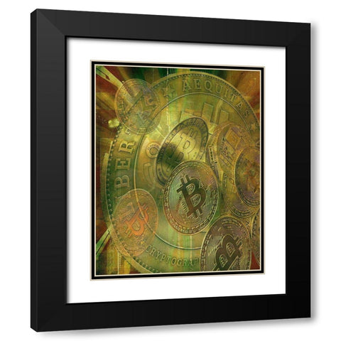 Grunge Bitcoin VI Black Modern Wood Framed Art Print with Double Matting by Hunziker, Steve