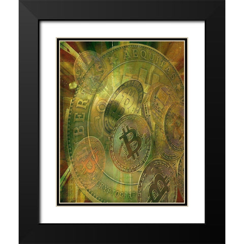 Grunge Bitcoin VI Black Modern Wood Framed Art Print with Double Matting by Hunziker, Steve
