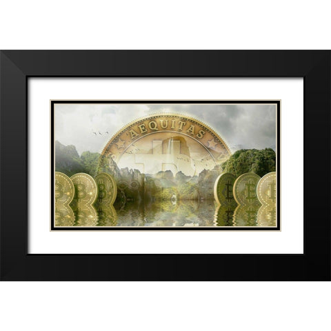 Bitcoin New Age II Black Modern Wood Framed Art Print with Double Matting by Hunziker, Steve
