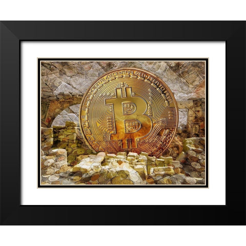 Bitcoin New Age III Black Modern Wood Framed Art Print with Double Matting by Hunziker, Steve