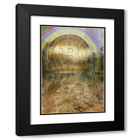 Bitcoin New Age IV Black Modern Wood Framed Art Print with Double Matting by Hunziker, Steve