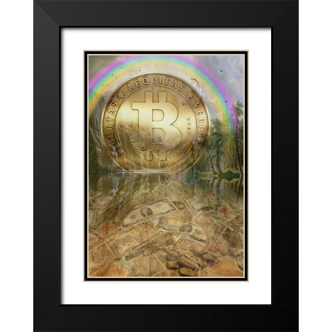 Bitcoin New Age IV Black Modern Wood Framed Art Print with Double Matting by Hunziker, Steve