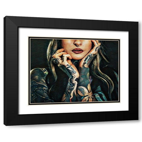 Tattooed Temptress Black Modern Wood Framed Art Print with Double Matting by Aldridge, Ashley
