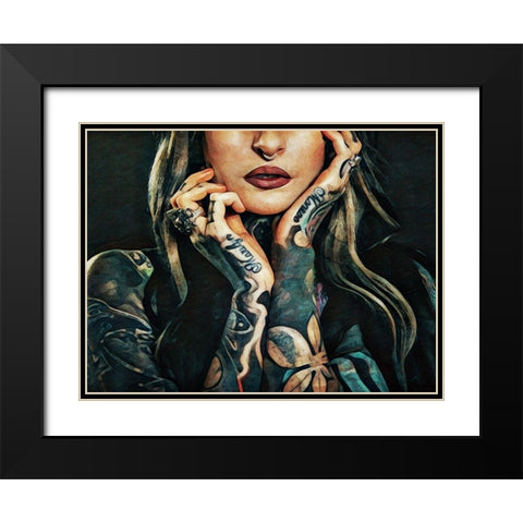 Tattooed Temptress Black Modern Wood Framed Art Print with Double Matting by Aldridge, Ashley