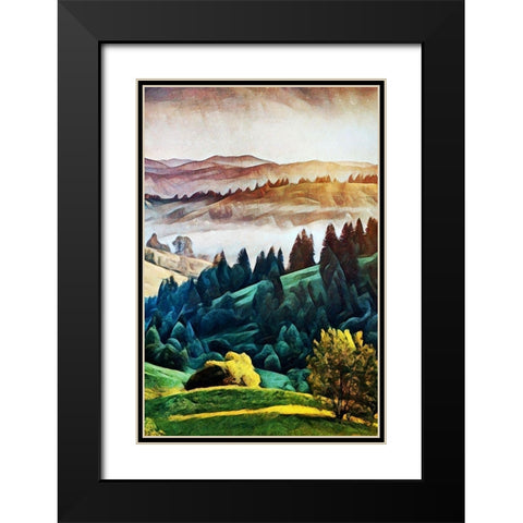Misty Morning Mountains II Black Modern Wood Framed Art Print with Double Matting by Aldridge, Ashley