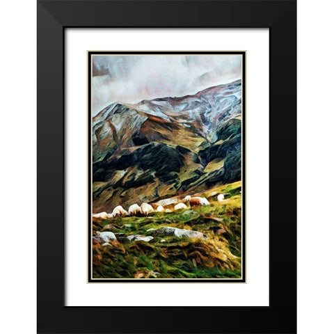 Highland Hillside Herd III Black Modern Wood Framed Art Print with Double Matting by Aldridge, Ashley