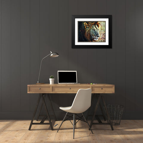 Lion Stalking Prey Black Modern Wood Framed Art Print with Double Matting by Aldridge, Ashley