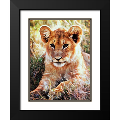 Lion Cub Future King  Black Modern Wood Framed Art Print with Double Matting by Aldridge, Ashley