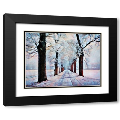 Walk Down Winter Lane Black Modern Wood Framed Art Print with Double Matting by Aldridge, Ashley