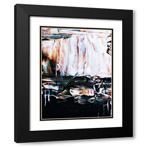 Burnt White On Black Abstract Black Modern Wood Framed Art Print with Double Matting by Aldridge, Ashley