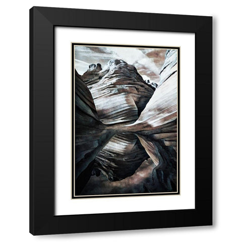 Layered Rock Reflected Black Modern Wood Framed Art Print with Double Matting by Aldridge, Ashley
