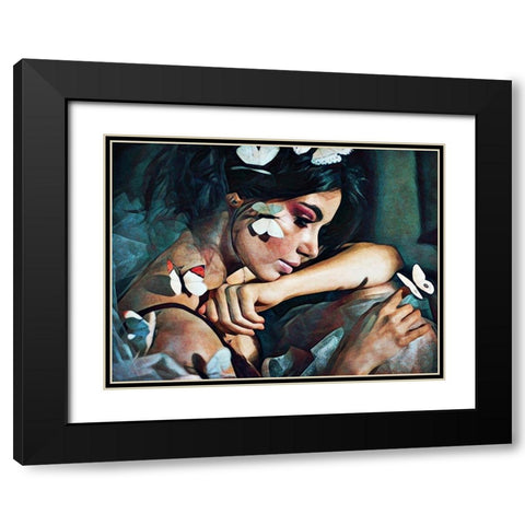 Butterfly Beautiful Black Modern Wood Framed Art Print with Double Matting by Aldridge, Ashley