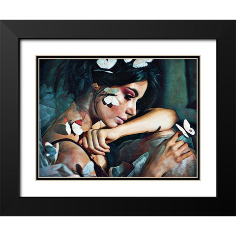 Butterfly Beautiful Black Modern Wood Framed Art Print with Double Matting by Aldridge, Ashley