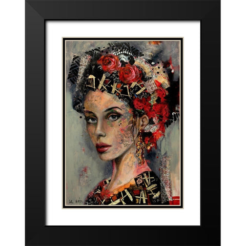 Spanish Lady with Flowers Black Modern Wood Framed Art Print with Double Matting by Eaton, Winnie