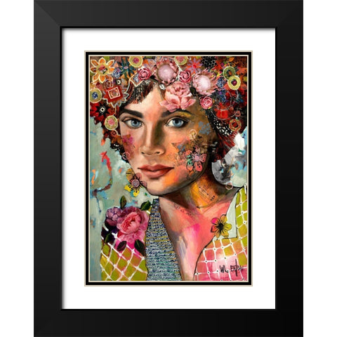 Innocent Flower Girl Black Modern Wood Framed Art Print with Double Matting by Eaton, Winnie