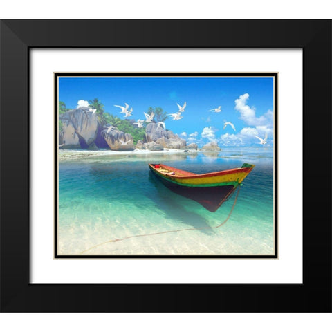Tropical Shangrila I Black Modern Wood Framed Art Print with Double Matting by Hunziker, Steve