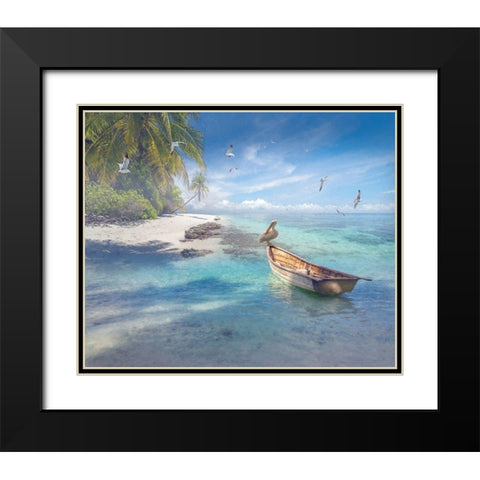 Tropical Shangrila II Black Modern Wood Framed Art Print with Double Matting by Hunziker, Steve