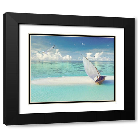 Tropical Shangrila III Black Modern Wood Framed Art Print with Double Matting by Hunziker, Steve