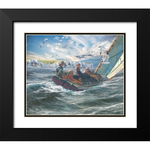 Windy Riders Black Modern Wood Framed Art Print with Double Matting by Hunziker, Steve