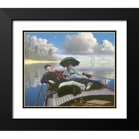 Lofty Relaxers Black Modern Wood Framed Art Print with Double Matting by Hunziker, Steve