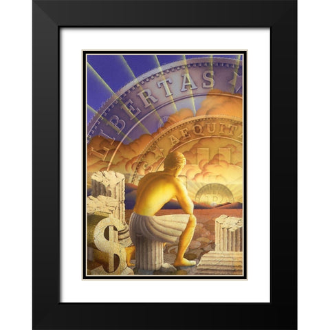 Bitcoin Deco V Black Modern Wood Framed Art Print with Double Matting by Hunziker, Steve