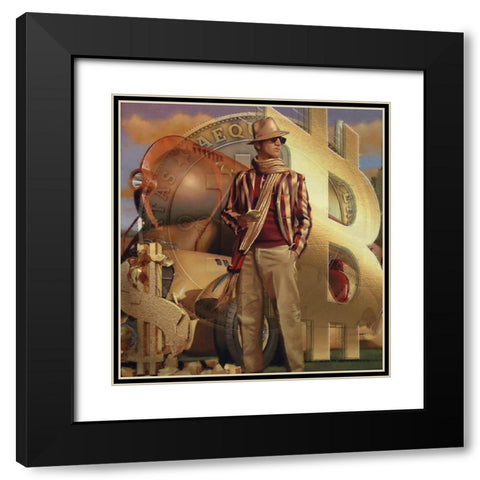 Bitcoin Deco XI Black Modern Wood Framed Art Print with Double Matting by Hunziker, Steve