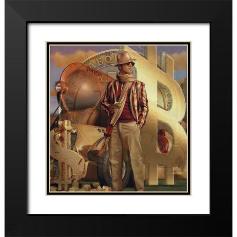 Bitcoin Deco XI Black Modern Wood Framed Art Print with Double Matting by Hunziker, Steve