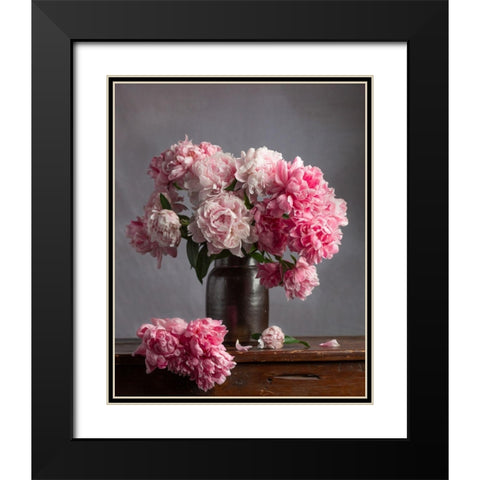 Ruffles and Layers Black Modern Wood Framed Art Print with Double Matting by Maclean, Leah