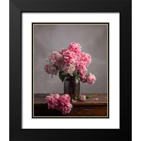 Layers of Pink Black Modern Wood Framed Art Print with Double Matting by Maclean, Leah