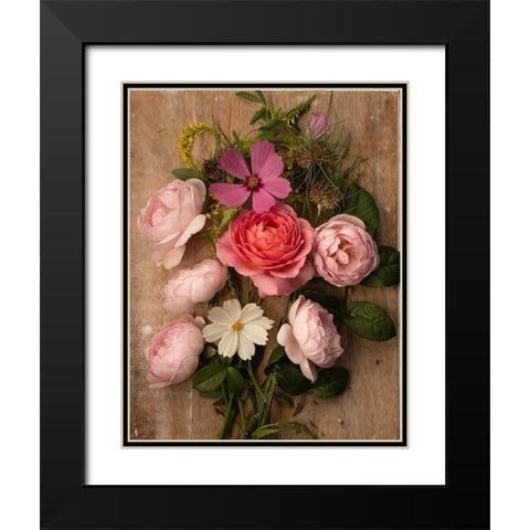Rosy Posy I Black Modern Wood Framed Art Print with Double Matting by Maclean, Leah