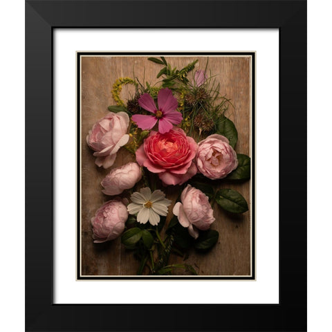 Rosy Posy II Black Modern Wood Framed Art Print with Double Matting by Maclean, Leah